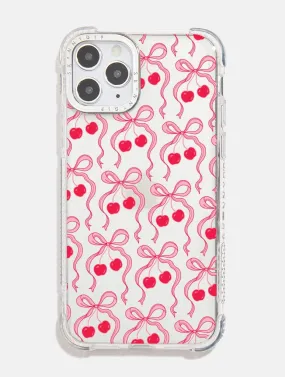 Cherry Ribbon Bow Repeat Shock iPhone Case