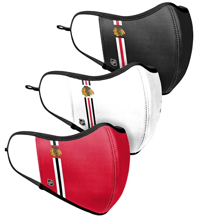 Chicago Blackhawks NHL Hockey Foco Pack of 3 Adult Sports Face Covering Mask