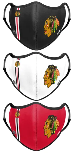 Chicago Blackhawks NHL Hockey Foco Pack of 3 Adult Sports Face Covering Mask