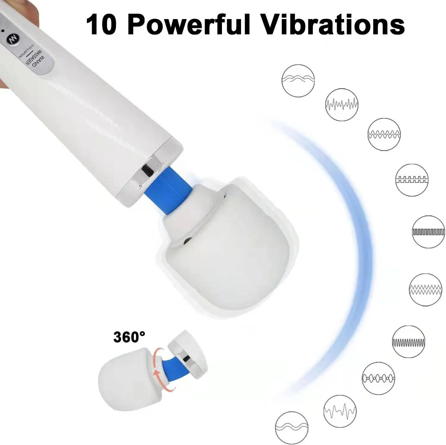 Cordless Personal Massage Device Strongest Handheld Massagers-10 Vibrations and 5 Multiple Speeds