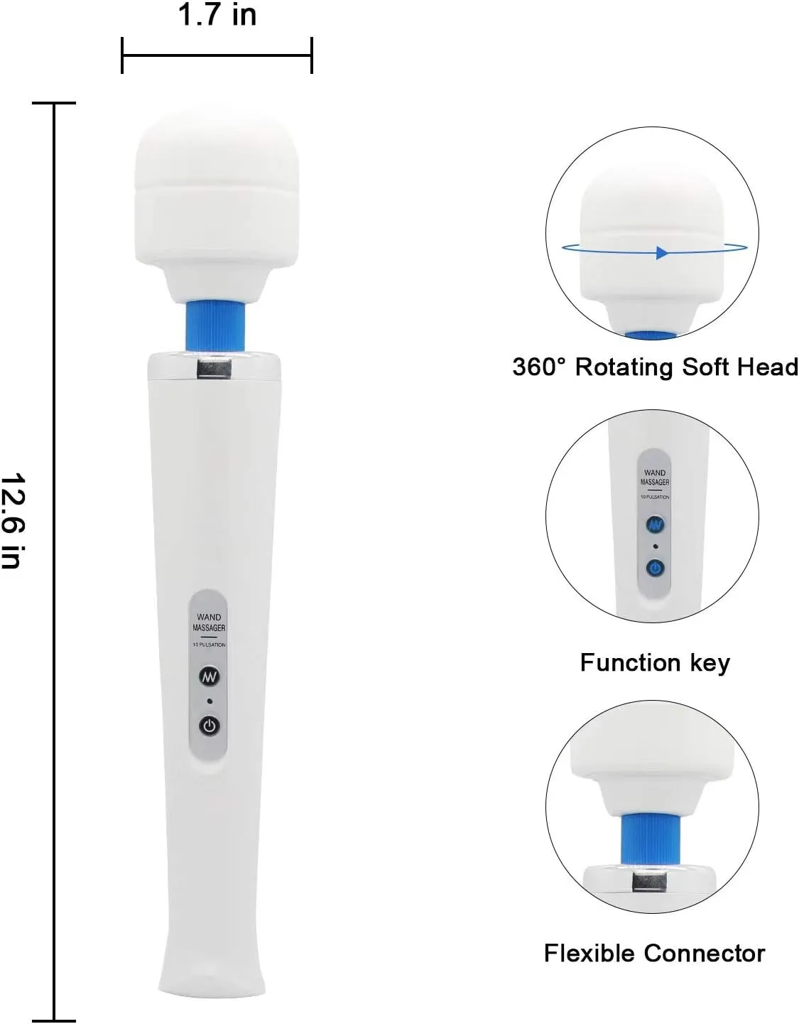 Cordless Personal Massage Device Strongest Handheld Massagers-10 Vibrations and 5 Multiple Speeds