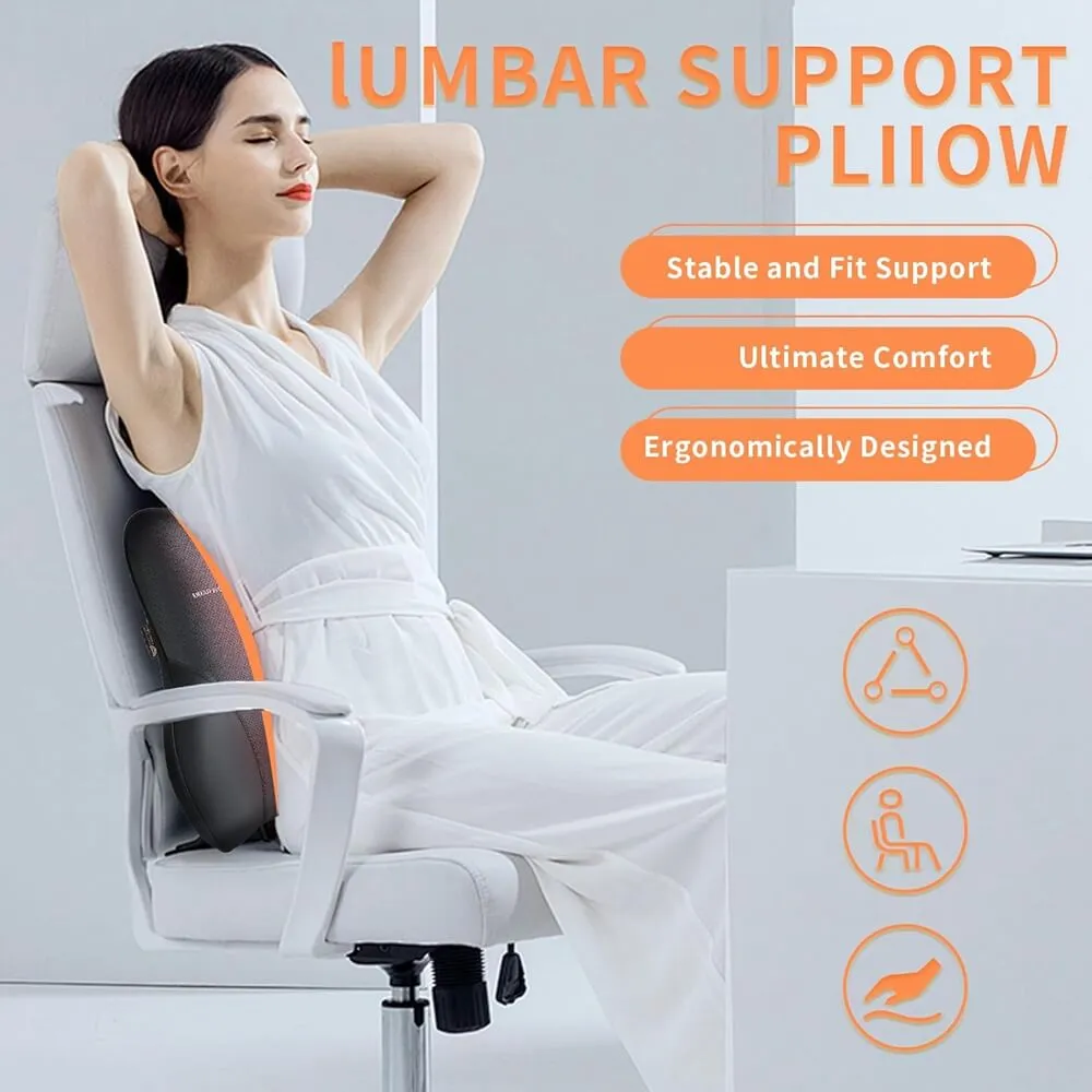 Coverado Leather Lumbar Support Pillow for Office Chair, Cars, Sofa with Detachable Memory Foam Back Support Pillow for Lower Back Pain