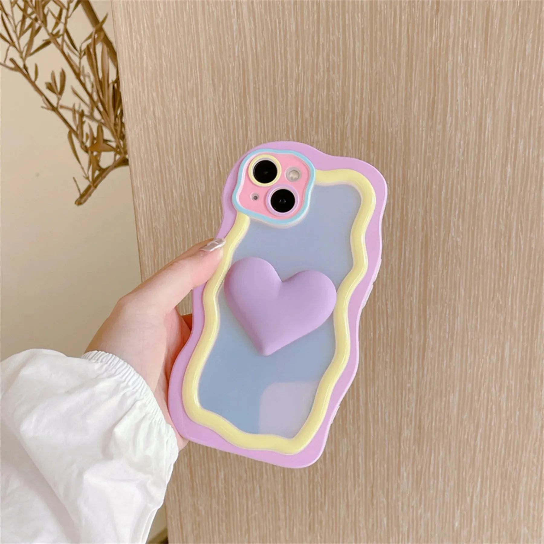 Cute Colorful Love Heart Wavy Design Phone Case Cover For iPhone 15 14 13 12 11 Pro Max