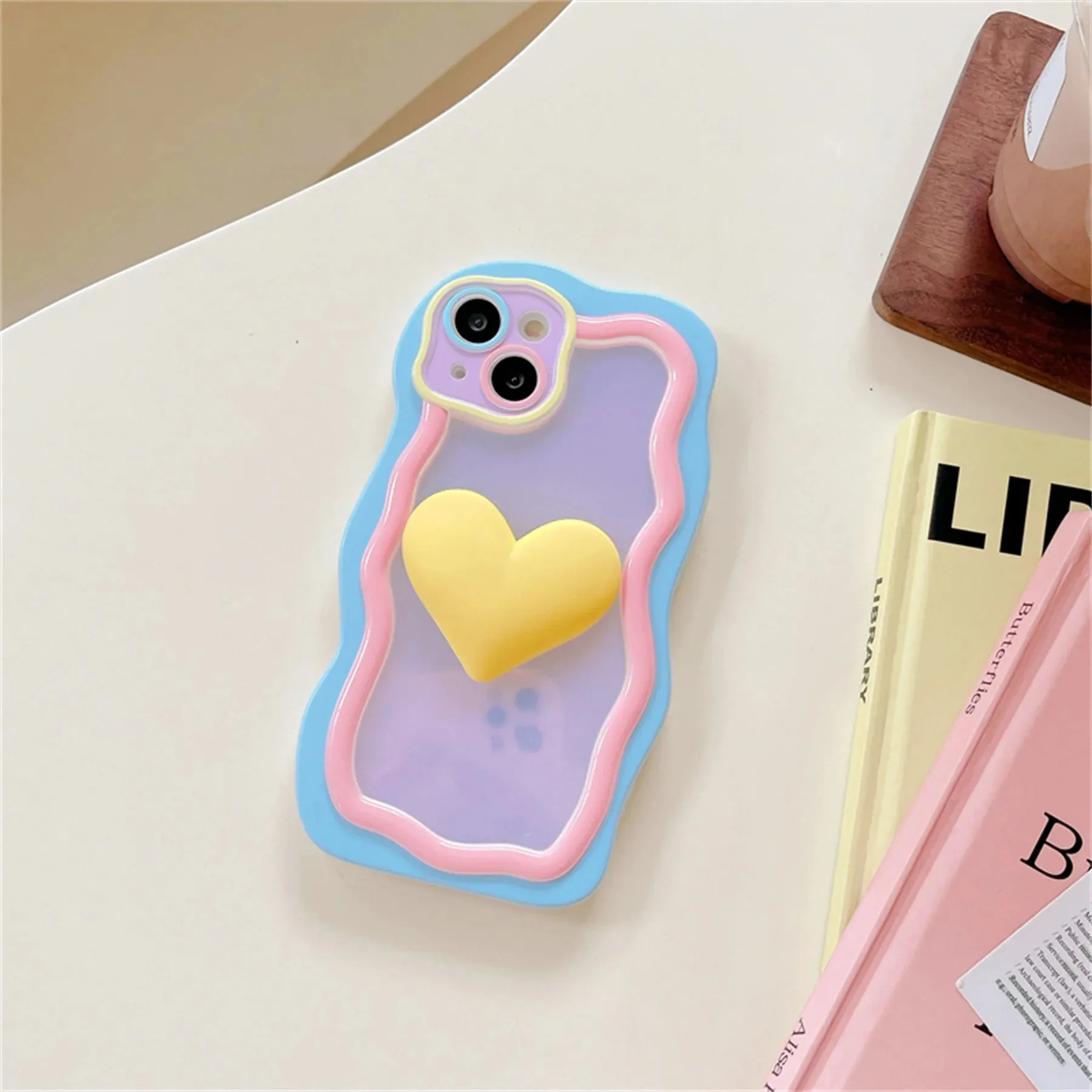 Cute Colorful Love Heart Wavy Design Phone Case Cover For iPhone 15 14 13 12 11 Pro Max