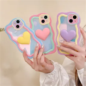 Cute Colorful Love Heart Wavy Design Phone Case Cover For iPhone 15 14 13 12 11 Pro Max