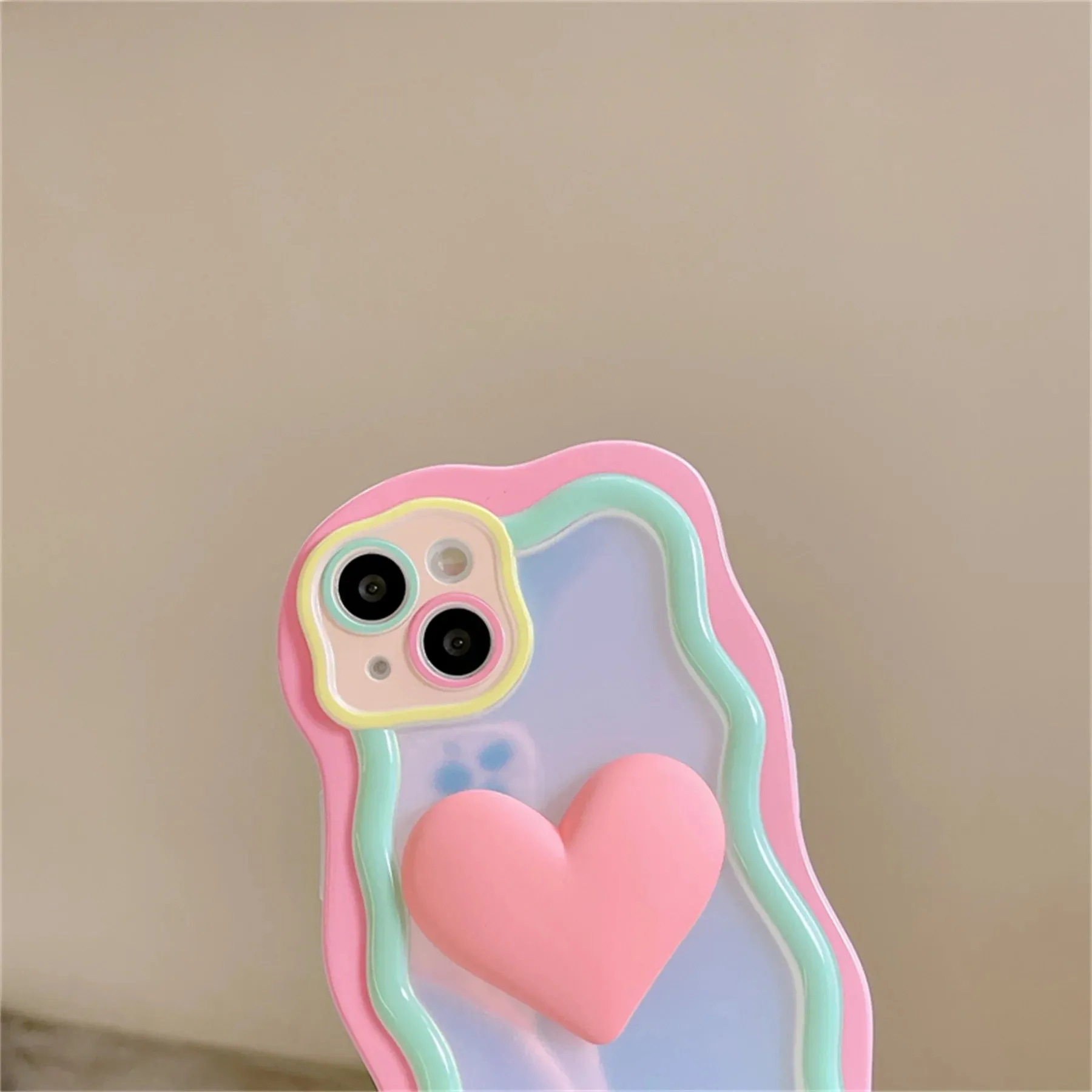 Cute Colorful Love Heart Wavy Design Phone Case Cover For iPhone 15 14 13 12 11 Pro Max