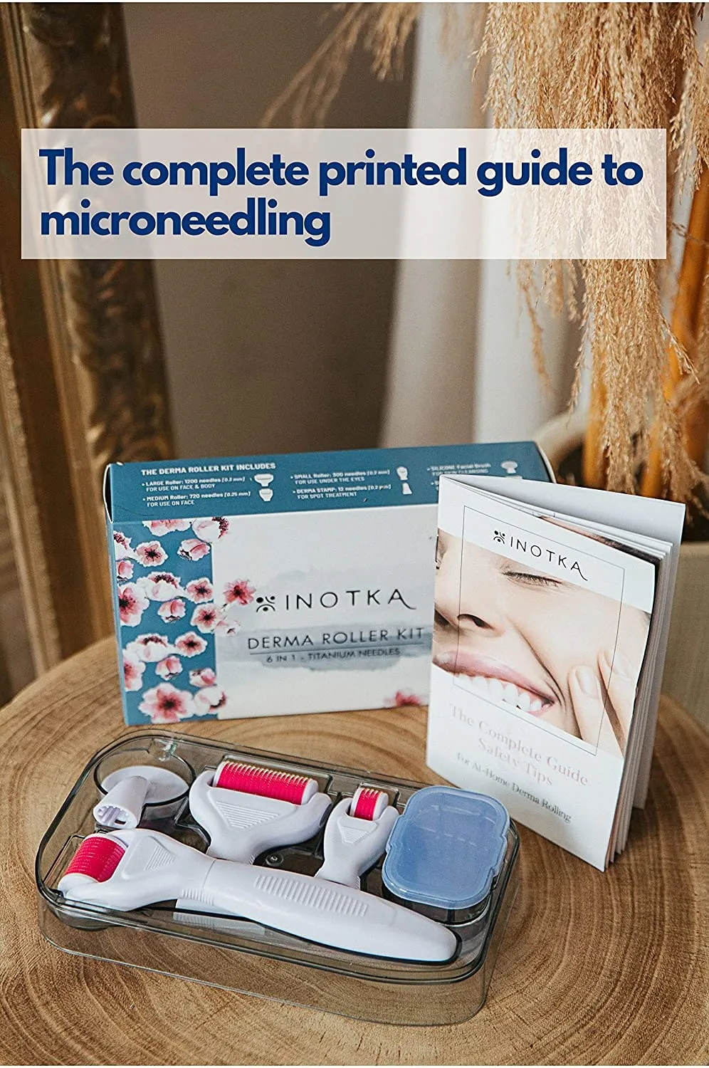 Derma Roller Kit 6 in 1 for Microneedling Face and Body, Titanium Needles 0.20, 0.25, 0.3mm length, Microneedle Roller for Home Use, Face Roller, Microdermabrasion, Safe for Beginners, Cosmetics