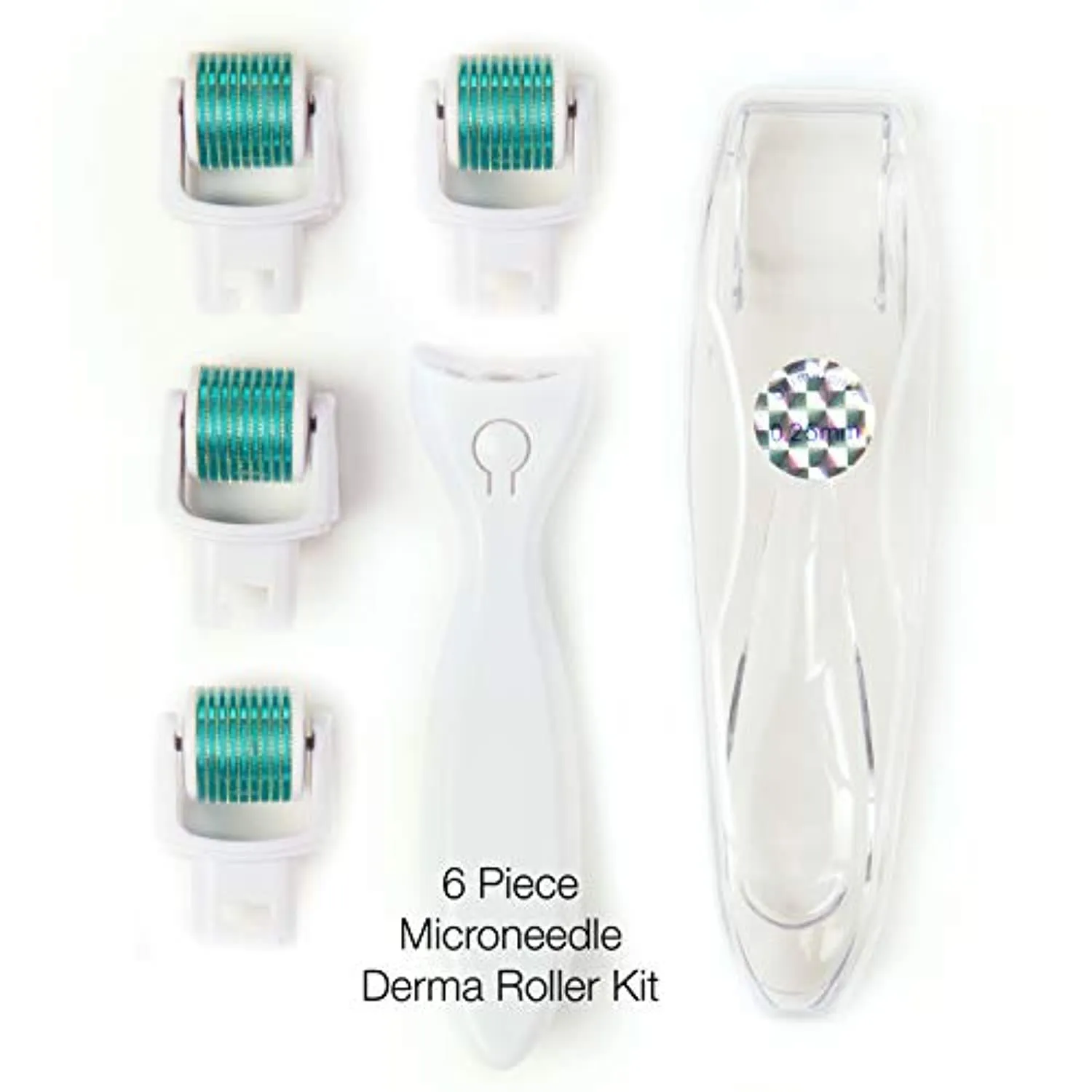 Derma Roller Microneedle 6 Piece Kit [DERMAROLL by Prosper Beauty] Face Roller with 4 Replaceable Heads Exfoliation Microdermabrasion Micro Derma Skin Care Tool Dermaplaning Dermapen Microneedling