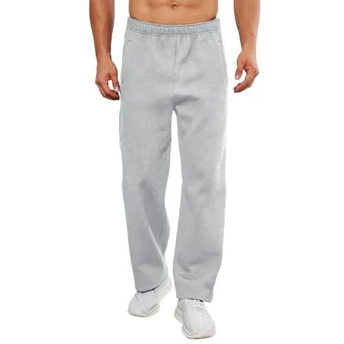 Deyeek Mens Fleece Sweatpants Tear Away Pants 2 Side Zippers Snap Off Full Open Down Sweat Leg Post Surgery Pant with Pockets Light Grey