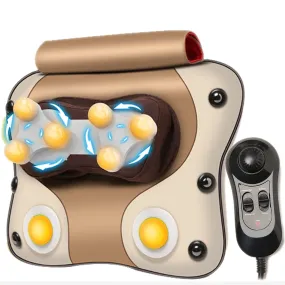 Dr Physio USA 3D Massage Pillow for Back, Shoulder, Leg, & Full Body Muscles Pain Relief, Shiatsu Kneading Rolling & Heating Massager with Speed Controller 1009 (Brown)