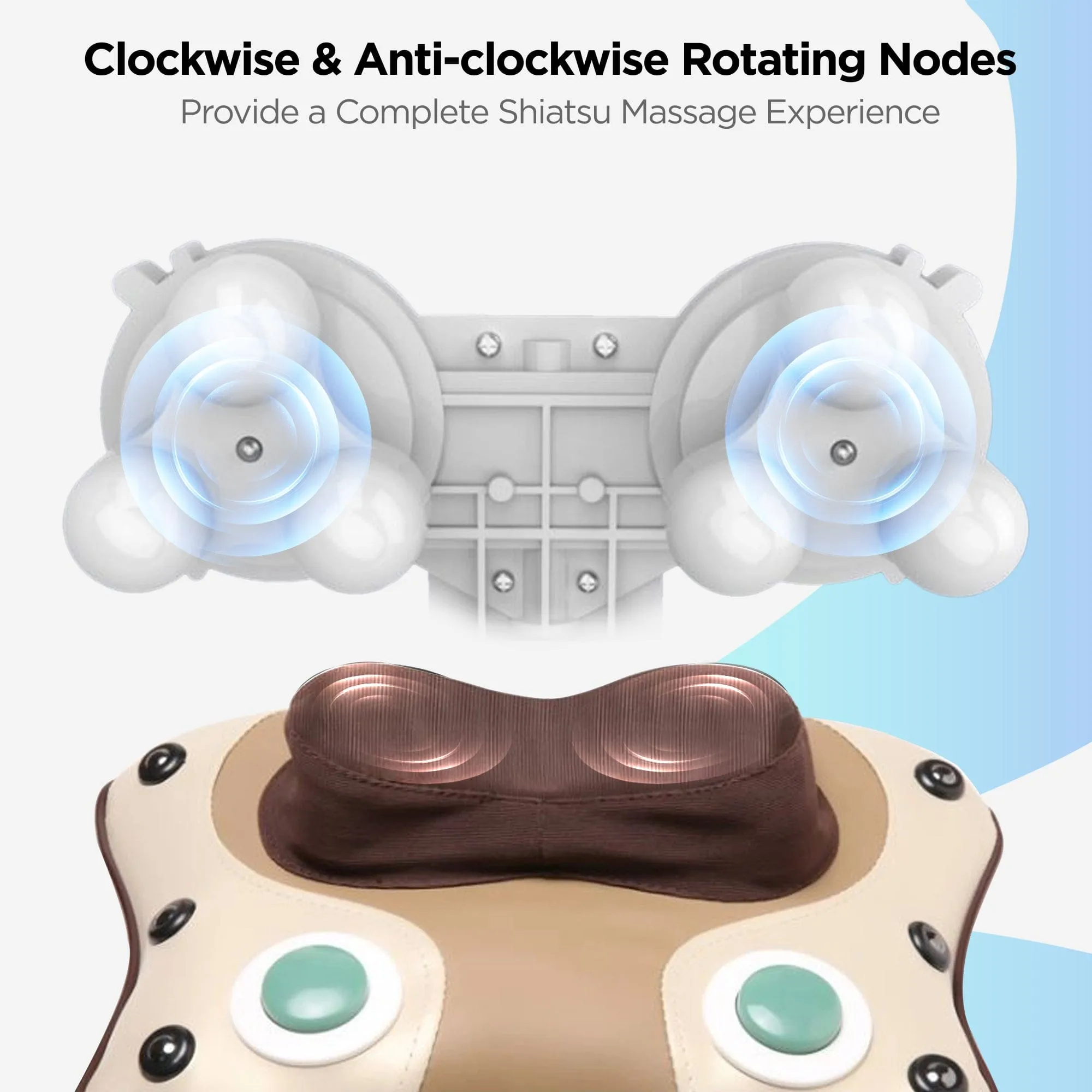 Dr Physio USA 3D Massage Pillow for Back, Shoulder, Leg, & Full Body Muscles Pain Relief, Shiatsu Kneading Rolling & Heating Massager with Speed Controller 1009 (Brown)
