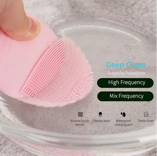 Facial Cleansing Brush, Exfoliating Face Brush Sonic Cleansing Silicone Waterproof Anti-Aging Massager