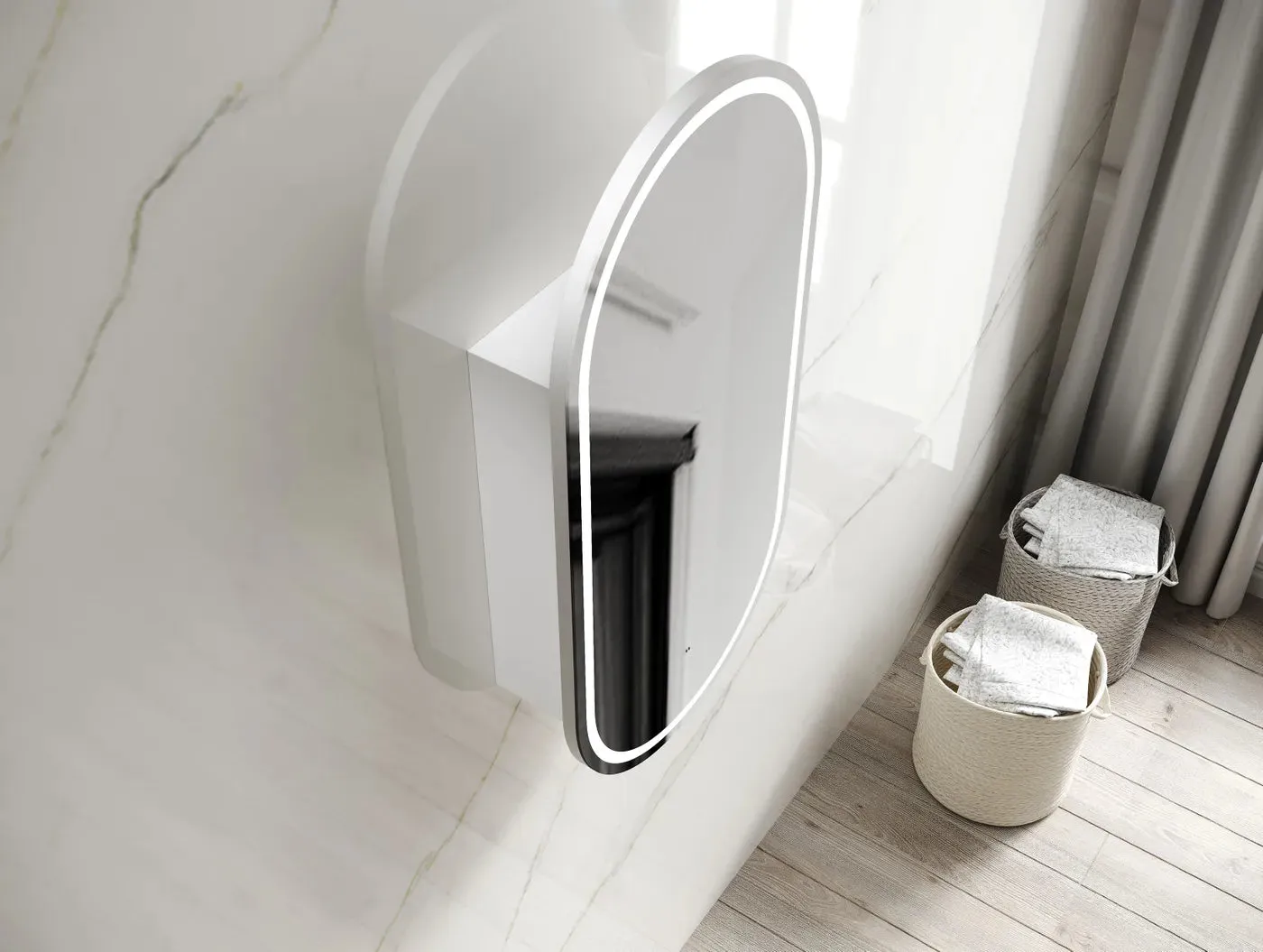 Flux Oval LED Cabinet - White