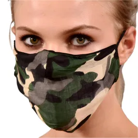 Green/Black Camo Print Face Mask