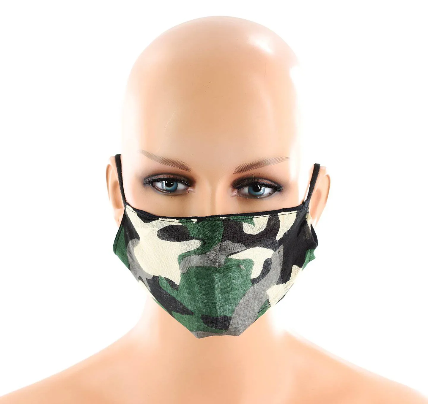 Green/Black Camo Print Face Mask