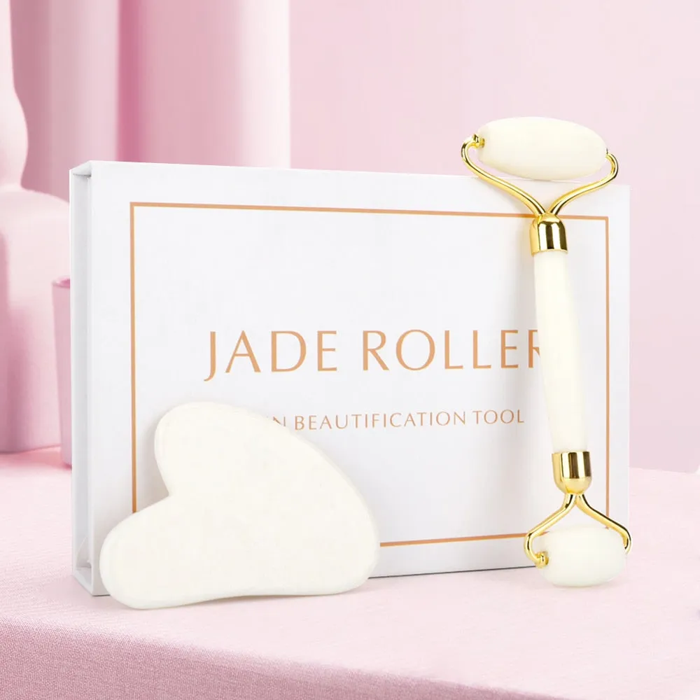 GUA SHA Natural Face Scraper Massager Jade Stone Roller