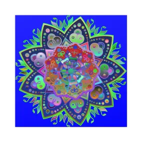 Hand-Drawn Bright Mandala Art Poster - Blue