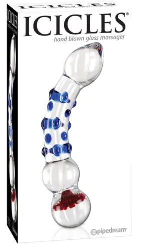 Icicles No 18 Dildo Glass (Blue/Red)
