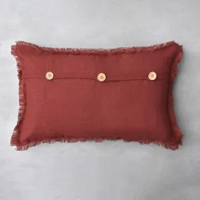 Linen Cushion | Fringe Luxe | Maroon