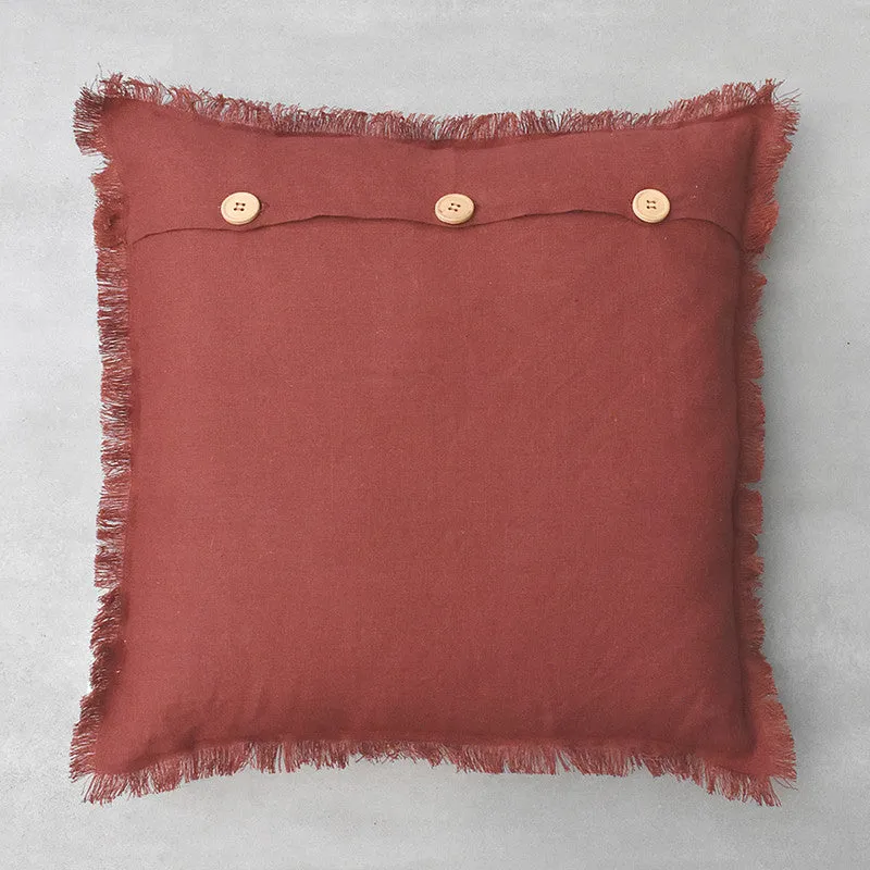 Linen Cushion | Fringe Luxe | Maroon
