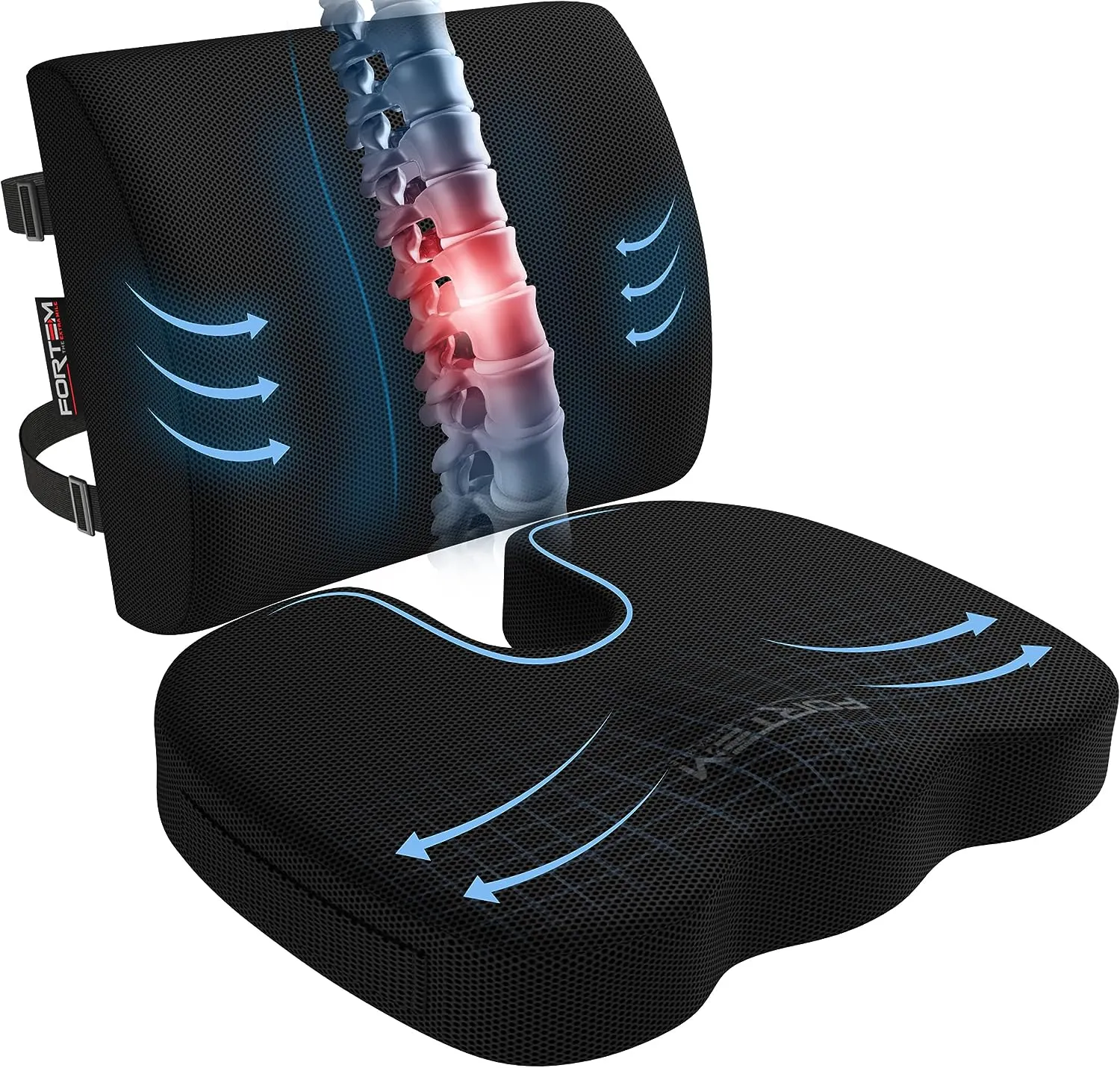 Lumbar and Seat Cushion XL - Breathable Mesh Cover