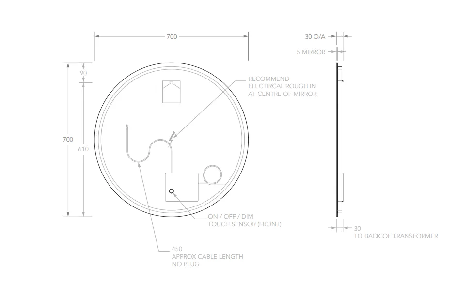 Luna Round LED Bathroom Mirror