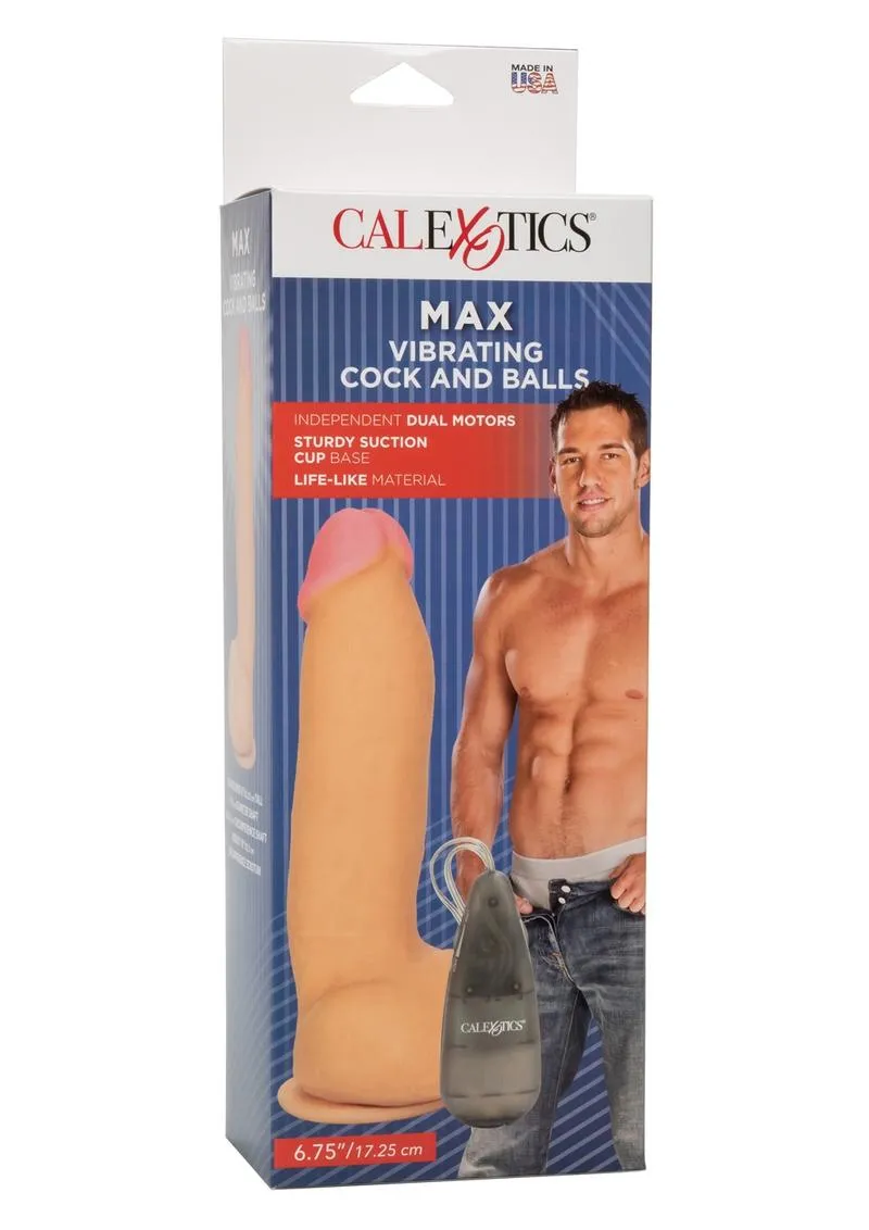 Max Vibrating Cock and Balls Dildo with Balls and Remote Control