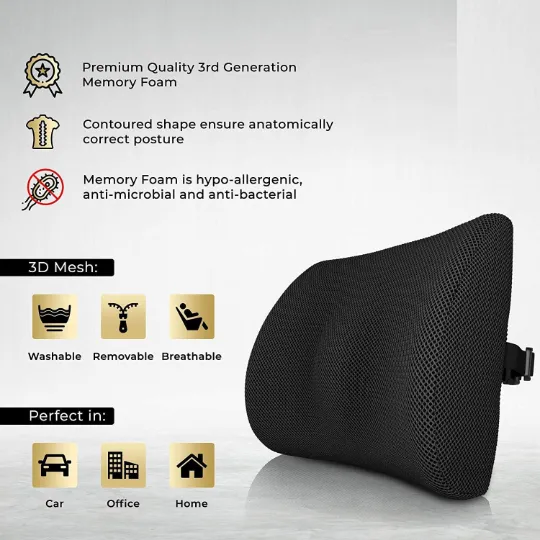 Medipaq® Memory Foam Contoured Back Support Cushion