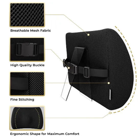 Medipaq® Memory Foam Contoured Back Support Cushion