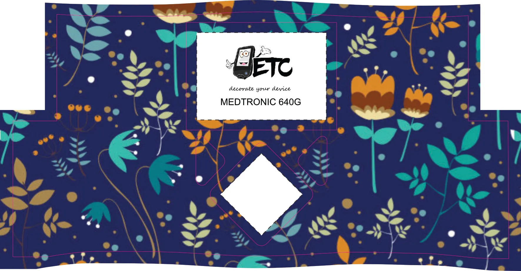 Medtronic 640/670/780G Pump Sticker (Cobalt Floral)