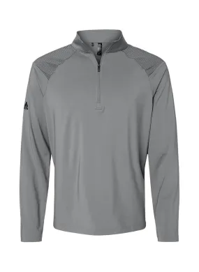 Men&#x27;s Adidas Grey Three Shoulder Stripe Quarter-Zip A520