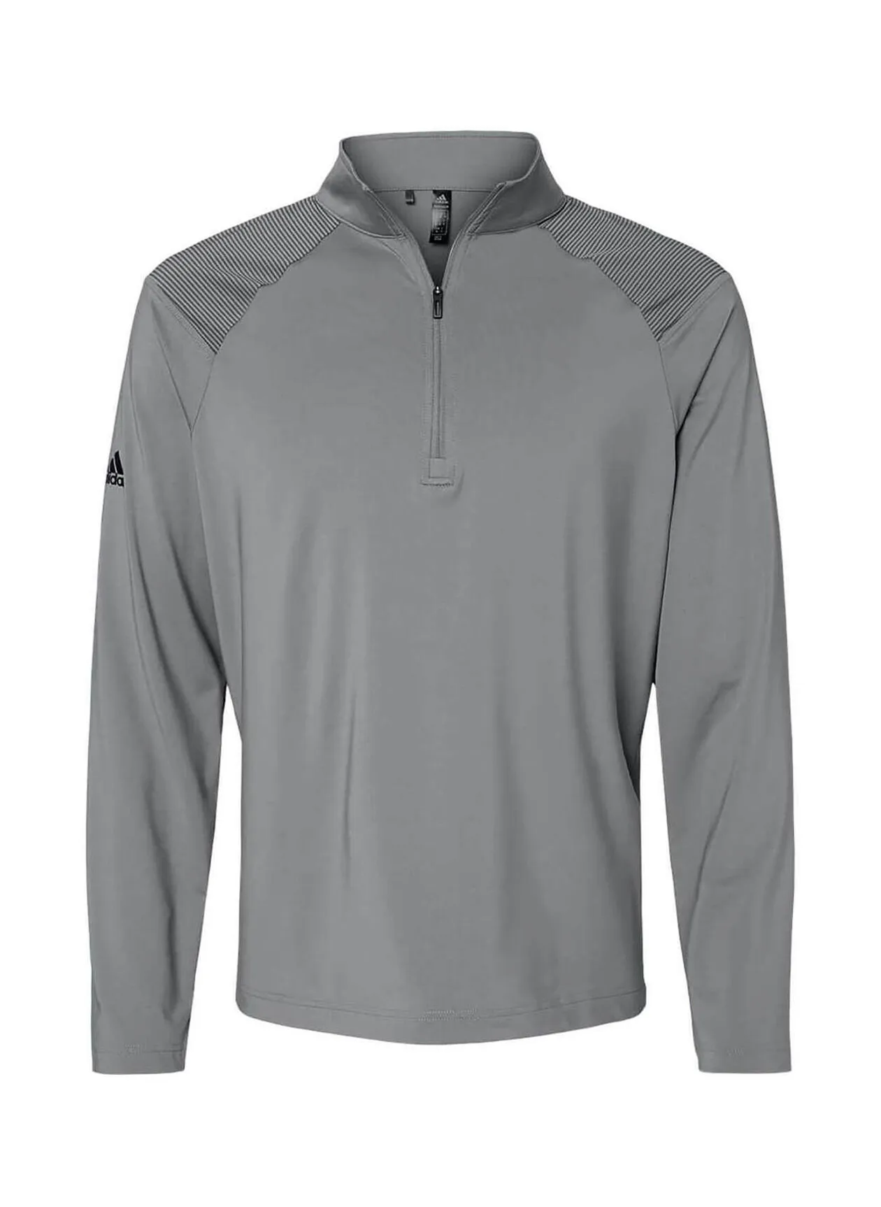 Men&#x27;s Adidas Grey Three Shoulder Stripe Quarter-Zip A520