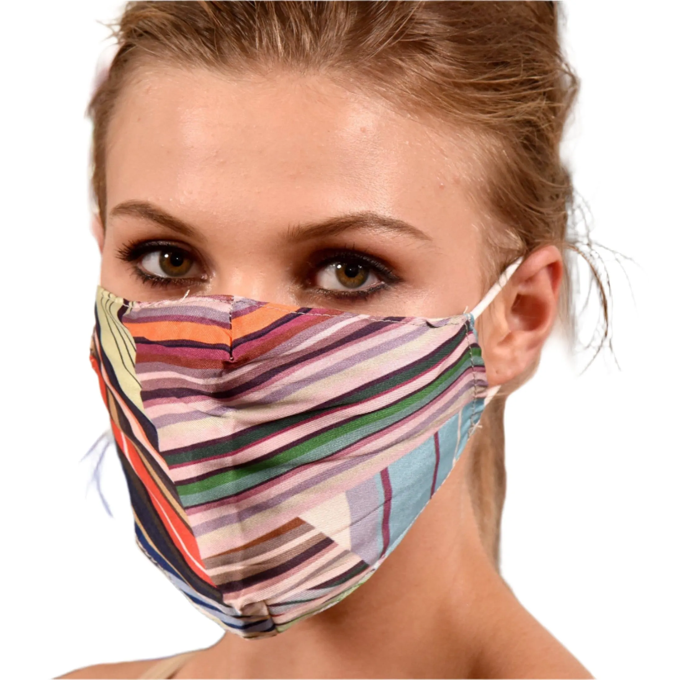 Multi Colored Stripe Print Face Mask