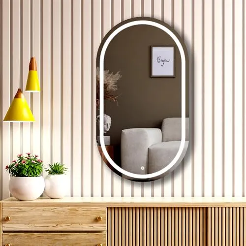NEVEX Horizontal Wall Mounting Led Mirror with Bathroom,Light Mirror for Wash Besin,Size 17.5X23.5 inch|Mirror with Light 3 Tone (Cool White, Natural White, Warm White).