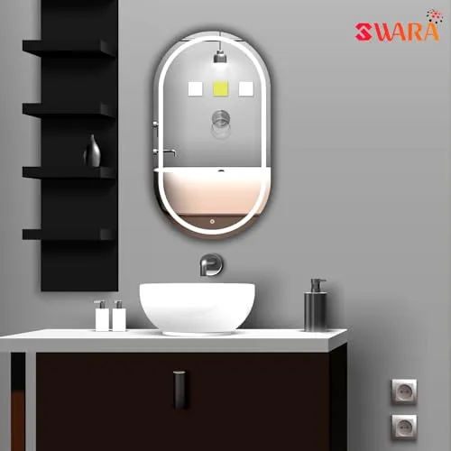 NEVEX Horizontal Wall Mounting Led Mirror with Bathroom,Light Mirror for Wash Besin,Size 17.5X23.5 inch|Mirror with Light 3 Tone (Cool White, Natural White, Warm White).