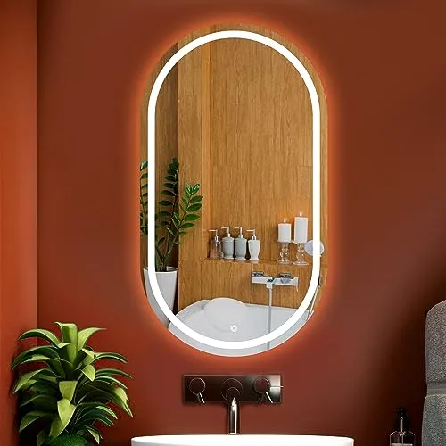 NEVEX Horizontal Wall Mounting Led Mirror with Bathroom,Light Mirror for Wash Besin,Size 17.5X23.5 inch|Mirror with Light 3 Tone (Cool White, Natural White, Warm White).