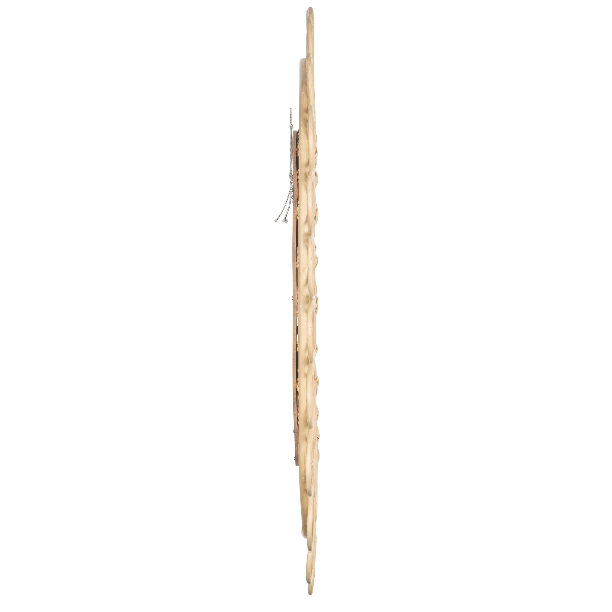 Oval Boho Chic Rattan Peacock Mirror, Natural, 39 Inch Tall
