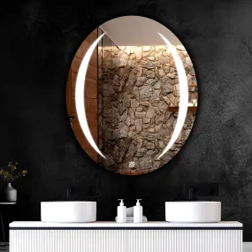Oval Led Wall Mirror-Decorative Interior Decor Glass Led Mirror For Bathroom With Light,Makeup Room And Wash Basin Mirror 3 Led Lights (Warm,White,Natural White) Size 18X24 Inch