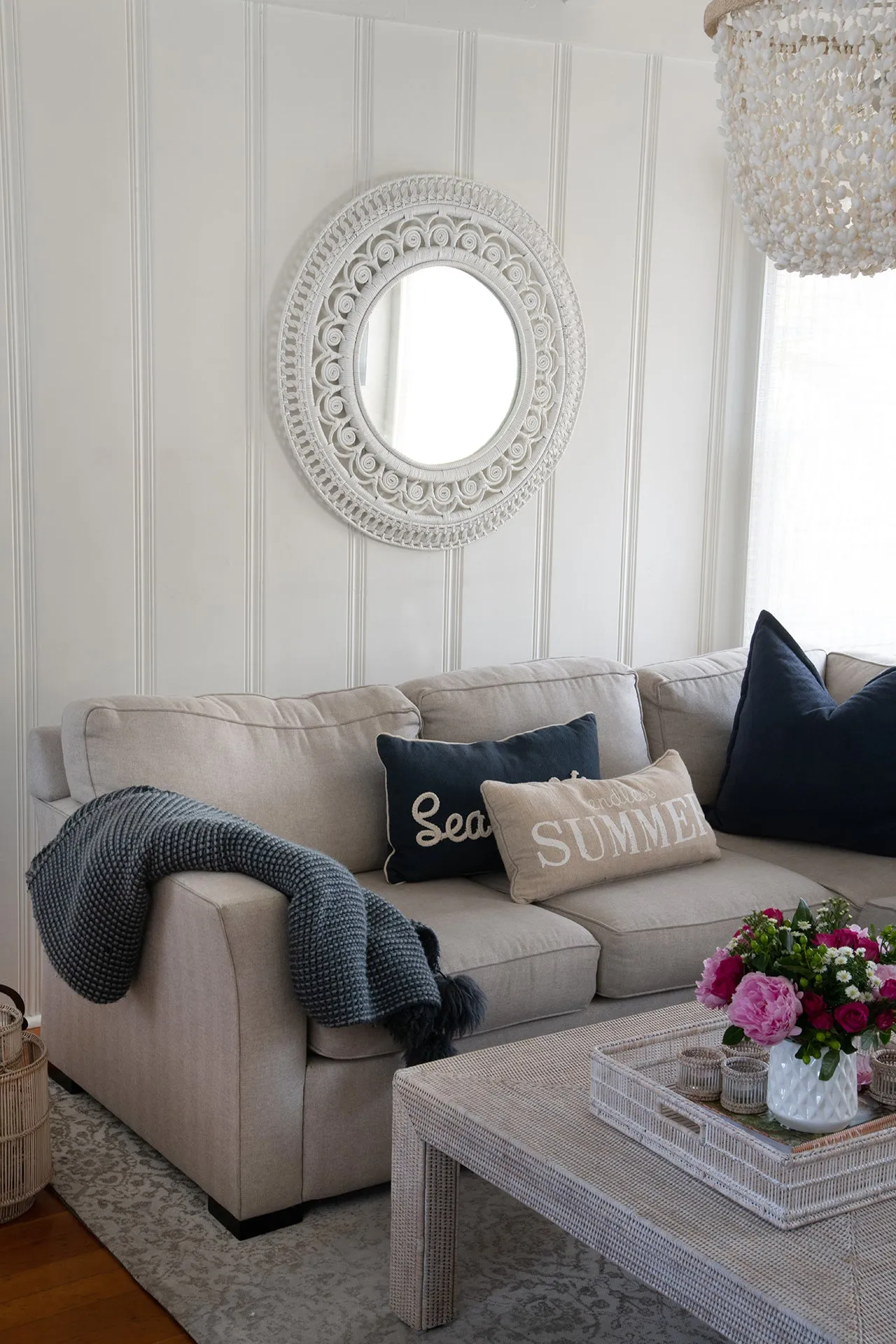 Peacock Decorative Wall Mirror in Rattan