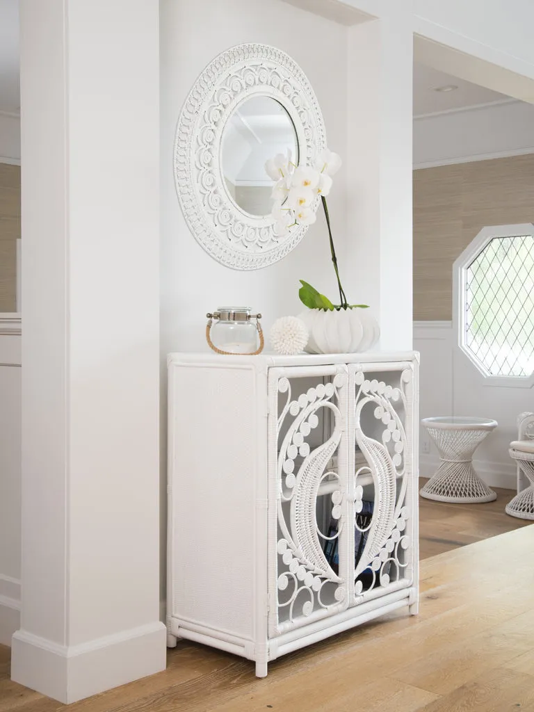 Peacock Decorative Wall Mirror in Rattan