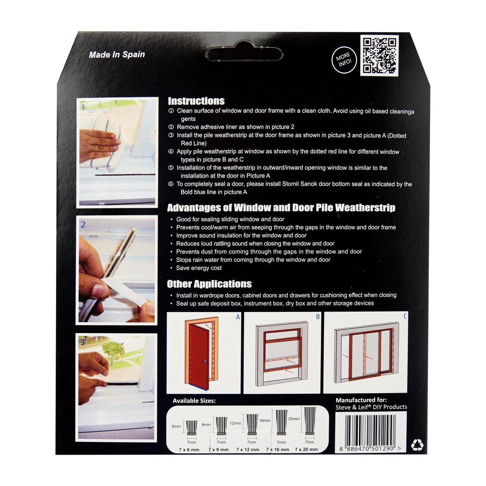 Pile Window & Door Seals 7x12mm (4m) - Weatherstrips