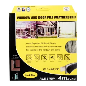 Pile Window & Door Seals Grey 7x9mm (4m) - Weatherstrips