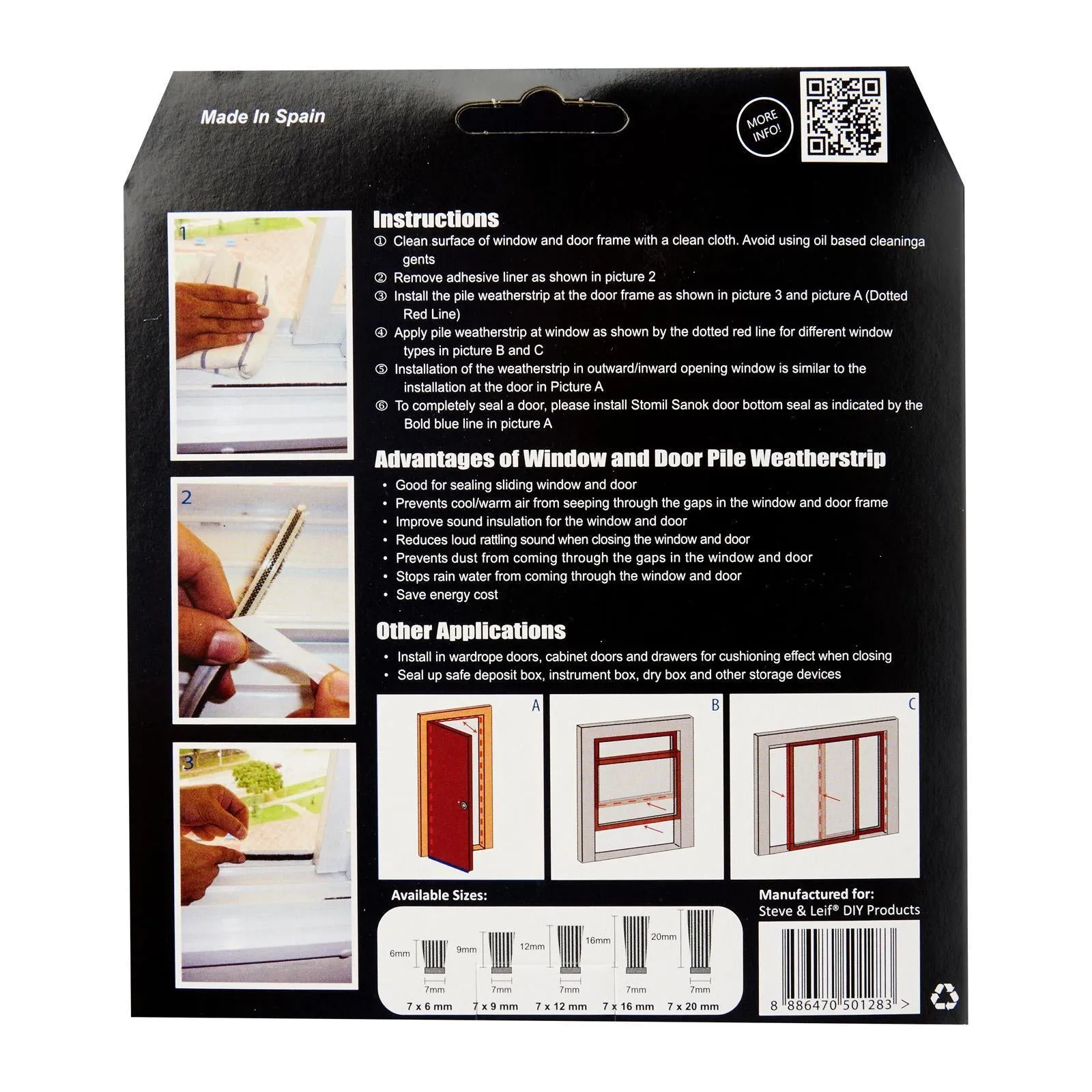 Pile Window & Door Seals Grey 7x9mm (4m) - Weatherstrips