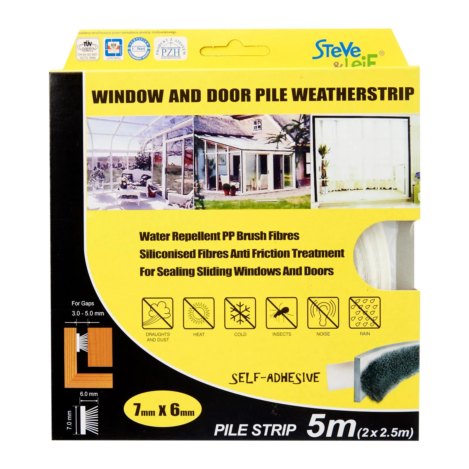 Pile Window & Door Seals Weatherstrip 7x6mm (2x2.5m) - Weatherstrips