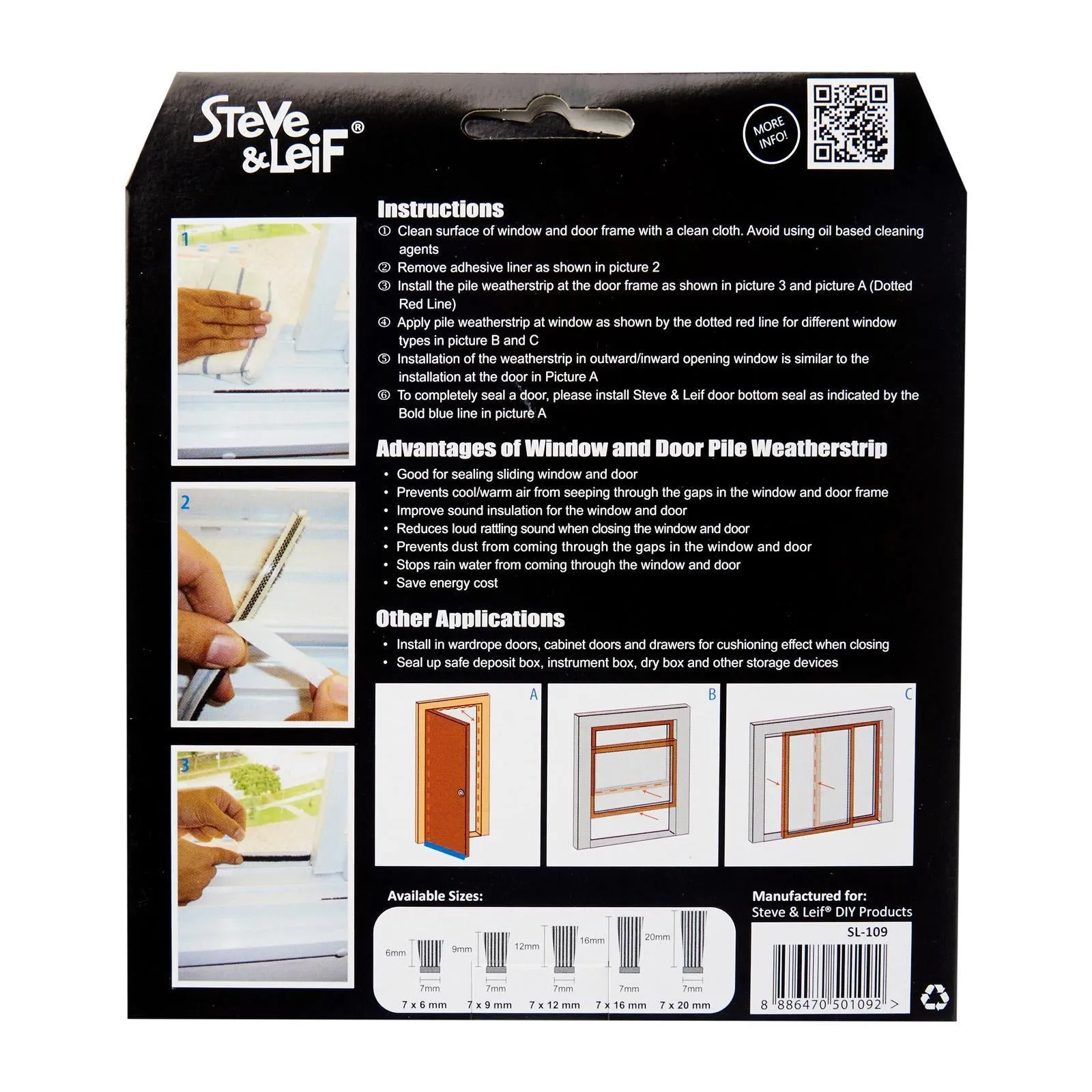 Pile Window & Door Seals Weatherstrip 7x6mm (2x2.5m) - Weatherstrips