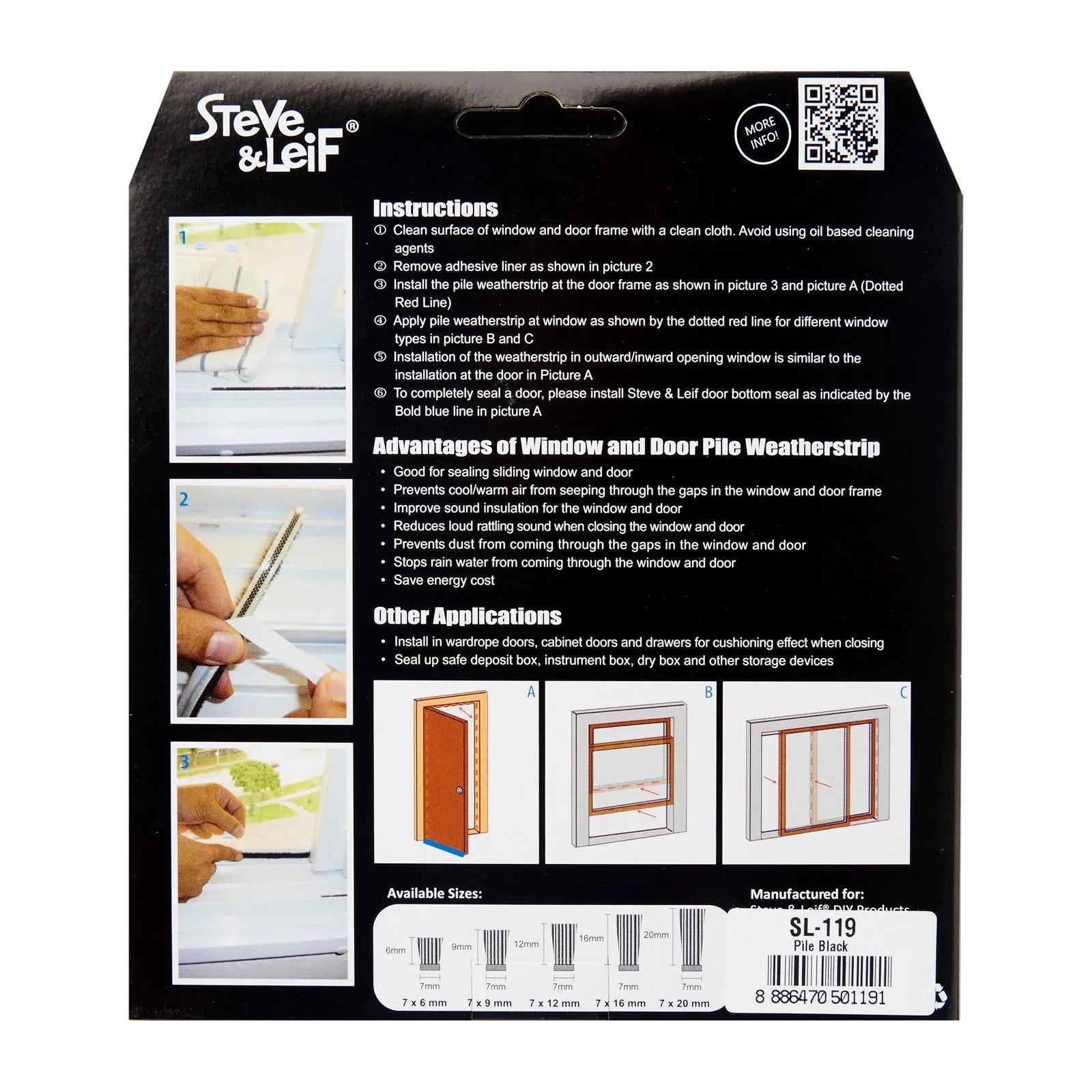 Pile Window & Door Seals Weatherstrip 7x6mm (2x2.5m) - Weatherstrips