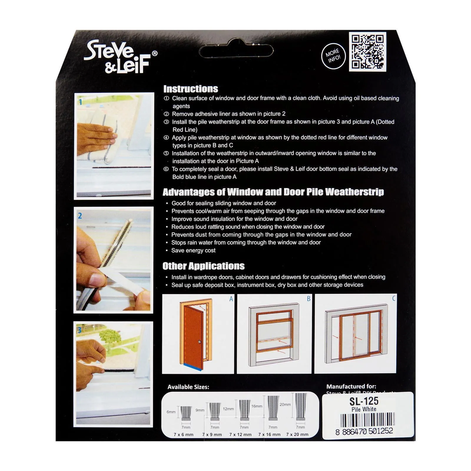 Pile Window & Door Seals Weatherstrip 7x6mm (2x2.5m) - Weatherstrips