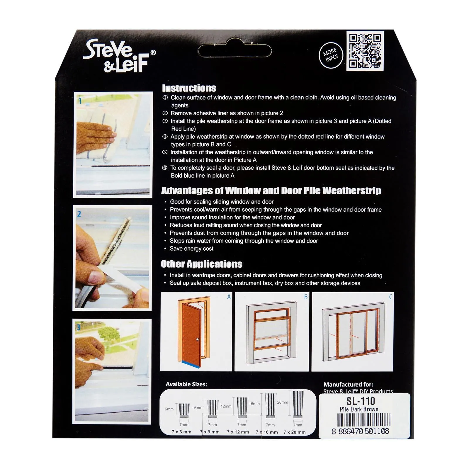 Pile Window & Door Seals Weatherstrip 7x6mm (2x2.5m) - Weatherstrips