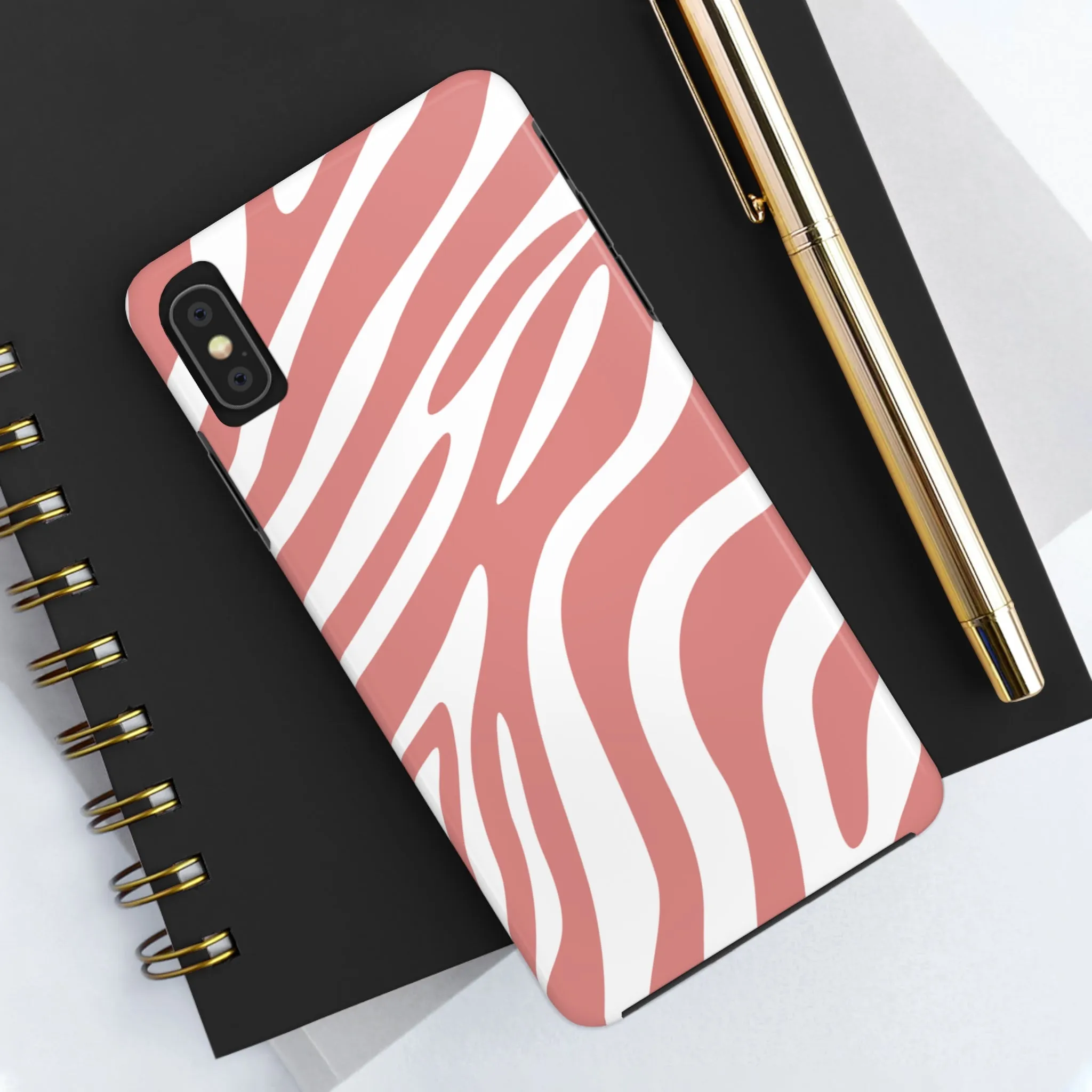 Pink and White Zebra Stripes iPhone Case - Stylish and Protective Cover for Your Device