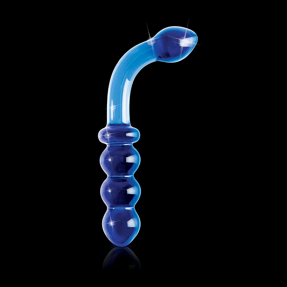 Pipedream Icicles No. 31 Curved Beaded 7.25 in. Dual-Ended Glass Dildo Blue